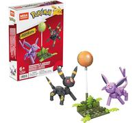 Mega Construx - Pokémon Noctali et Mentali - Coffret Figurines Articulées à Assembler - Brille dans le Noir - 122 Briques - 12 cm - Cadeau dès 6 ans, HGC21
