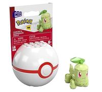 Mega Construx Pokemon Poke Ball et Figurine Germignon à Construire, Jeu de Briques de Construction, 19 Pieces, pour Enfant das 6 Ans, HKL15