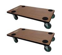Mega Deal 2X Profi Chariot à roulettes avec 4 roulettes | HxLxP 11,5x30x60 cm | Capacité de Charge 200kg | Panneau de contreplaqué | Marron