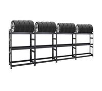 Mega Deal 4X Étagère à pneus Dino | HxLxP 180x120x50cm | 150kg par Niveau | 48 pneus | Noir | Porte-Pneu, Rayonnage, Stockage, Rangement pneus, Atelier & Garage