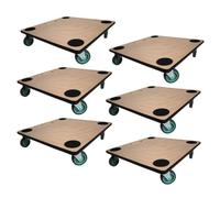 Mega Deal 6X Profi Chariot à roulettes avec 4 roulettes | HxLxP 11,5x50x50 cm | Capacité de Charge 150kg | Panneau de contreplaqué | Marron