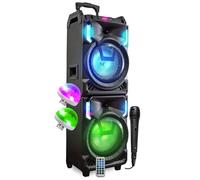 Mega Enceinte 800W Sono DJ Autonome XXL USB Bluetooth, Effets LED, Microphone Karaoke DJ, avec Trolley, 2 Boules Lumière Disco