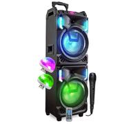 MEGA Enceinte 800W SONO DJ AUTONOME XXL USB Bluetooth, Effets LED, Microphone KARAOKE DJ, avec Trolley, 2 Boules Lumière Disco