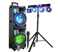 Mega Enceinte Autonome 800W MS01XXL USB Bluetooth, Effets LED, Microphone Sono Karaoke DJ, Portique LUMIERES pour Anniversaire