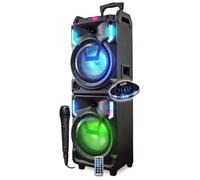 INOVALLEY Mega Enceinte Nomade 800W MS01XXL-N avec USB Bluetooth, Effets LED, Microphone Sono Karaoke DJ, Trolley, LED OVNI