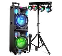 MEGA Enceinte Nomade 800W MS01XXL-N USB Bluetooth, Effets LED, Microphone SONO KARAOKE DJ, Portique LUMIERES pour Soirées