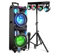 MEGA Enceinte Nomade 800W MS01XXL-N USB Bluetooth, Effets LED, Microphone SONO KARAOKE DJ, Portique LUMIERES pour Soirées