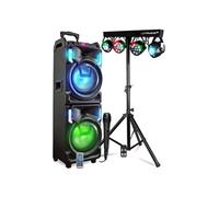 MEGA Enceinte Nomade 800W MS01XXL-N USB Bluetooth, Effets LED, Microphone SONO KARAOKE DJ, Portique LUMIERES pour Soirées