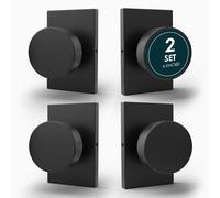 Mega Handles Laura Lot de 4 boutons de porte factices robustes, non tournants, noir mat, pour placard et portes franaises, un seul ct, s'adapt