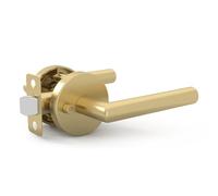 Mega Handles Ronn Privacy Lever & Lock Door Handle Set for Hallway, Closet and Bathroom, Keyless Lock, Heavy Duty Door Levers, Fits All Standard Door Sizes, Screws Included - Satin Brass (1 Pack)