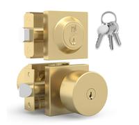 Mega Handles SUANA Bouton de porte d'entre, cylindre, pne dormant et cl, boutons de porte verrouillables robustes pour portes gauchers ou droi