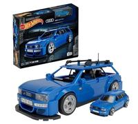 MEGA Hot Wheels Audi Avant RS2 Véhicule de course à assembler de 354 pièces et véhicule en métal moulé à collectionner, coffret à l’échelle 1/24 pour les collectionneurs, bleu, HRY19
