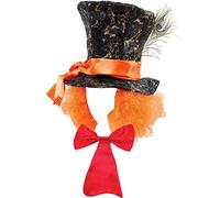 Mega_Jumble® Chapeau Chapelier fou Alice au pays des merveilles avec cheveux et long nœud papillon rouge Willie Wonka, Assortiment de couleurs., taille unique