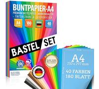 MEGA Kit de Loisirs Créatifs - 180 Feuilles de Papier Coloré, 40 Couleurs & Créatif Premium 80g/m² Idéal pour les Activités Manuelles des Enfants, Imprimante Coloré, Accessoires DIY