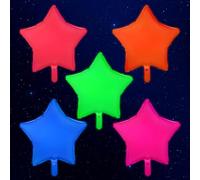 Mega-L Lot de 5 ballons phosphorescents en forme d'étoile - Rouge fluo, jaune citron, fuchsia, bleu et orange - Parfait pour anniversaire, mariage, anniversaire de mariage, remise de diplôme