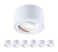 mega lumen 6 Pièces Dimmable Spots en Saillie Orientables à 30°, 5W 550LM Spot LED de Plafond à 3 Couleurs Réglables, Spots 3000K/4000K/6500K, Spot au Aluminium Module LED 230V IRC90+, Ø 80 x 50 mm