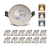 mega lumen Spot LED Encastrable 5W 520lm Spot Salle de Bain IP44 Lot de 12 230V Spots LED Plafond Nickel Module 3000K / 4000K / 6000K for Cuisine Salon Trou Ø68-74mm IRC90+