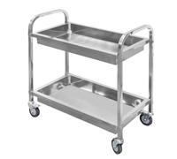 MEGA-M Chariot de service gastronomique 2 étagères en acier inoxydable, étagères profondes, torsadé, 85x45x90 cm, inox