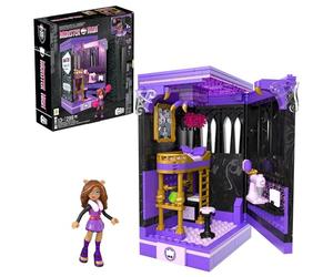 Mega Monster High Coffret de Construction Biblio-Tanière de Clawdeen de 299 pièces avec Une Figurine articulée, pour Les collectionneurs, HXM32