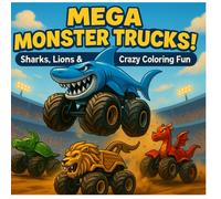 MEGA MONSTER TRUCKS!: SHARKS,LIONS &CRAZY COLORING FUN