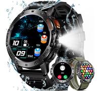 Mega Montre Connectée Homme Sport: Étanche Ip68 Fitness Smartwatch Avec Torche Led Podometre - Appel Bluetooth Montres Compatible Android Ios (Pas De Fonction Gps)[Z53]