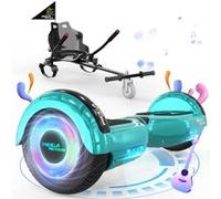 Hoverboard Vert + Kart Noir pour Enfants, 2 roues de 6,5 pouces Haut-parleur Bluetooth, Gokart Gyropode Lumières LED