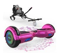 MEGA MOTION Hoverboards avec Hoverkart pour Enfants, Hoverboards à Deux Roues de 6,5 Pouces avec Haut-Parleur Bluetooth, avec Lumières LED, Cadeau pour Enfants