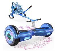 MEGA MOTION Hoverboards avec Hoverkart pour Enfants, Hoverboards à Deux Roues de 6,5 Pouces avec Haut-Parleur Bluetooth, avec Lumières LED, Cadeau pour Enfants