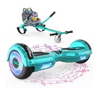MEGA MOTION Hoverboards avec Hoverkart pour Enfants, Hoverboards à Deux Roues de 6,5 Pouces avec Haut-Parleur Bluetooth, avec Lumières LED, Cadeau pour Enfants