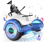 MEGA MOTION Pack Hoverboard Bleu et Kart Noir, Hoverboard à 2 roues Lumières LED de 6,5"" avec Haut-parleur Bluetooth