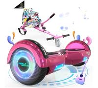 MEGA MOTION Pack Hoverboard Rose et Kart Rose, Hoverboard à 2 roues Lumières LED de 6,5"" avec Haut-parleur Bluetooth