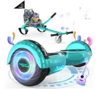 MEGA MOTION Pack Hoverboard Vert et Kart Vert, Hoverboard à 2 roues Lumières LED de 6,5"" avec Haut-parleur Bluetooth