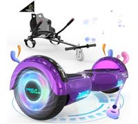 MEGA MOTION Pack Hoverboard Viol et Kart Noir, Hoverboard à 2 roues Lumières LED de 6,5"" avec Haut-parleur Bluetooth