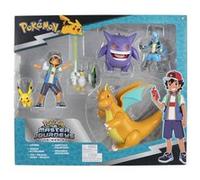 Bandai - Pack de 6 Figurines Pokémon - Sasha avec Pikachu 12cm + Ectoplasma 12cm + Lucario 8cm + Palarticho 8cm + Dracolosse 30cm - JW2760