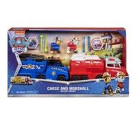 Mega pack pat patrouille camion pompier + police 22 cm marcus + chase - set truck rescue + carte offerte - véhicule - figurine
