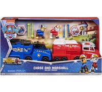Mega Pack pour Pat Patrouille Camion Pompier + Police 22 cm Marcus + Chase - Set Truck Rescue + 1 Carte Offerte - véhicule - Figurine