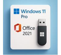 MEGA Pack USB Bootable - Microsoft - Windows 11 Pro - 8 Go - Licence Office 2021 Pro Plus - Installation facile