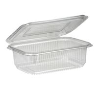 Mega Packaging Lot de 100 récipients jetables à charnière en plastique transparent avec couvercles (13 x 19,1 x 6,9 cm) pour desserts, gâteaux, cookies, salades, pâtes, sandwichs (1000 cc)