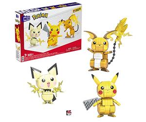 Mega Pokémon 3 Figurines évolutions de Pikachu à Construire, Jeu de Briques de Construction, 622 pièces, pour Enfant dès 7 Ans, GYH06