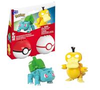 Mega Pokémon Coffret de Construction Bulbizarre et Psykokwak, avec Figurines articulées 63 pièces, 2 Poké Balls, pour Enfants, HXP14