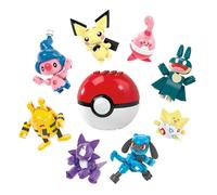 MEGA Pokémon Coffret Poké Ball de 8 Pokémon à construire contenant 189 pièces, figurines à l’effigie de Togepi, Pichu, Ptiravi, Goinfrex, Riolu, Toxizap, Élekid et Mime Jr., cadeau pour enfants, HKT24