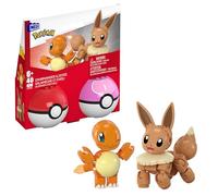 MEGA Pokémon Salamèche et Évoli, coffret de construction avec figurines articulées 40 pièces, 2 Poké Balls, pour enfants, JCR81
