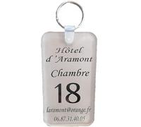 Mega porte-clés plexi spécial hôtels, chambres d'hôtes, gîtes, B&B, camping, mobil-home, chalet, gravure blanche lettres transparentes ou pc rose,bleu et noir au choix voir photos