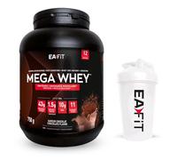 Mega whey chocolat 750g + shaker blanc avec mélangeur en acier - EAFIT marque française