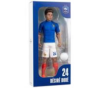 Megableu - Figurine FFF Désiré Doué N°24-20 cm - Grande Figurine Foot Réaliste & Articulée 10 Points - Licence Officielle Équipe de France - Jouet Football avec Ballon - Idée Cadeau Fan Bleus