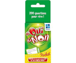 Megableu Ni Oui Ni Non Pocket Classique Vert - Édition Française 7+ | 200 questions amusantes pour 2 joueurs et plus - Format poche de 33 cartes, répondez sans prononcer oui ni non