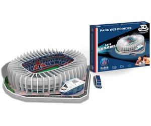 Megableu Puzzle 3D PSG Parc des Princes - Version Française, 111 Pièces | Maquette officielle dès 7 ans - Montage sans colle ni outils, 6 LED, format 35 x 30 x 7 cm
