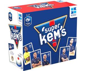 Megableu Super Kems FFF - Jeu de Société Foot, Version Française | Édition officielle pour 4 joueurs dès 6 ans - Réunissez 4 cartes, faites un signe secret et sonnez avant le Contre-Kem’s