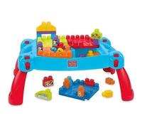 Mega Bloks La Table d'apprentissage Bleue avec Blocs de Construction et 2 véhicules, 30 pièces, Jouet pour bébé et Enfant de 1 à 5 Ans, CNM42