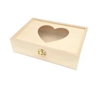 MÉGACRÉA Boite en Bois fenêtre Coeur 17 x 4,5 x 12 cm